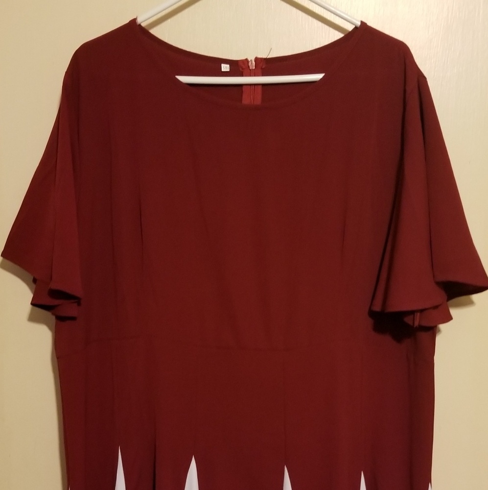 Beautiful Red Dress with White pleats